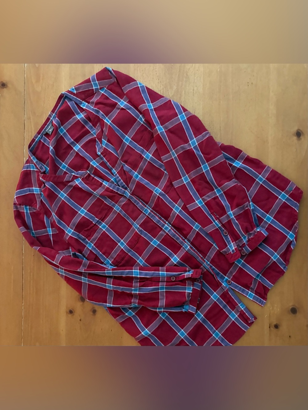 Eddie Bauer Women’s Button Down LS Top, Plaid, XL, New w/o tags